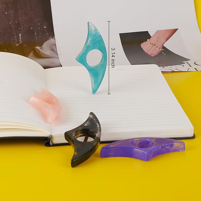 Thumb Book Page Holder for Reading 2Pack，Starry Ring Opener Bookmark，Readers Reading Finger Holder Book Lovers Gifts (Pink,Black)