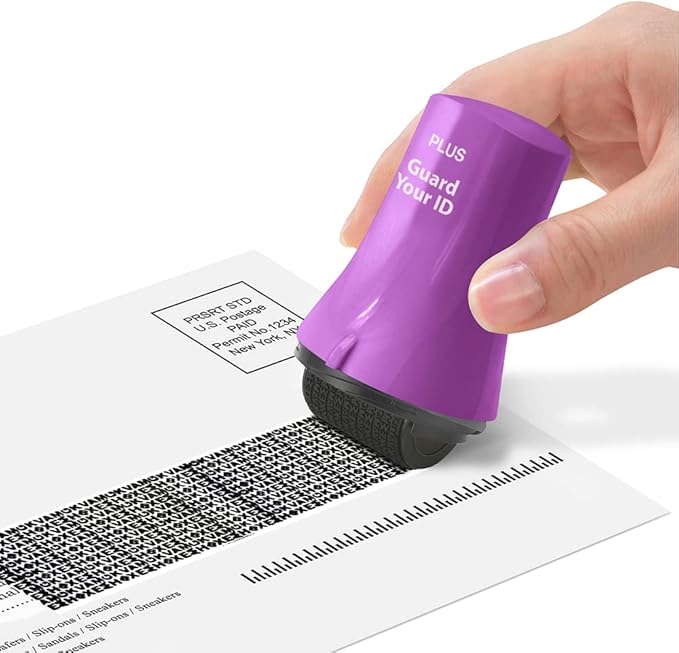 Wide Advanced Privacy Protection Roller for Bills, Mail, Address Labels, mask Private Information Without a Shredder, Identity Theft Prevention Stamp by Guard Your ID, ASOTV (Wide 3-Pack, Purple)