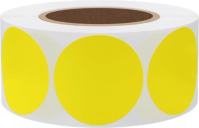 Hybsk 1.5 inch Circle Color Direct Thermal Stickers Shipping Labels for Barcodes,Name Tag,DIY Logo Design,Inventory– Compatible with Zebra,Rollo,Munbyn,and More-1000 pcs (1.5 inch,Yellow)