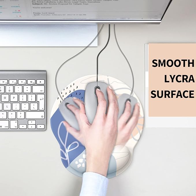 eulps Mouse Pad with Wrist Rest, Comfortable Computer Mousepad with Gel Wrist Support Smooth Surface and Non-Slip PU Base for Pain Relief, Laptop, Office & Home (Leafy Lushness)