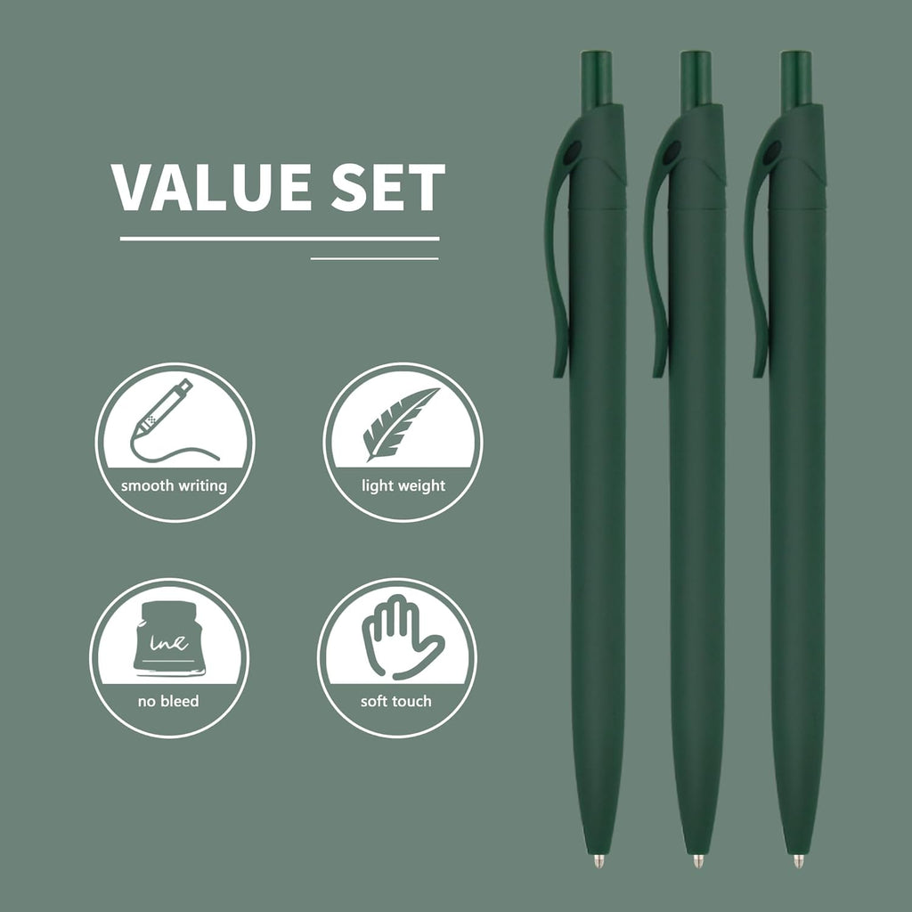 deegtran Pens Bulk, 50 Pack No Bleed Green Click Pens, Wholesale Retractable Ballpoint Pens, Pens Medium Point, Smooth Ink Pens, 1.0MM Green Ink
