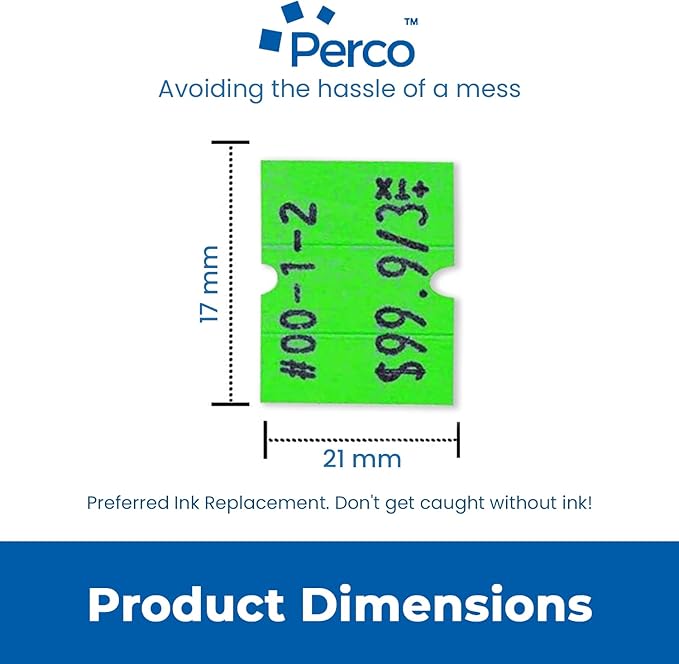 Perco 2 Line Fluorescent Green Labels - 32 Rolls, 4 Sleeves, 24,000 Blank Price and Date Gun Labels for Perco 2 Line Price and Date Guns - Made in USA