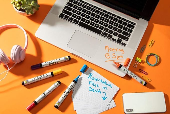 Glass Pen Window Marker: Liquid Chalk Markers for Glass, Car Marker or Mirror Pen with Washable Paint - Car Windows, Mirror, Storefront Windows, Parade & Party, Holiday (Red, Fine Tip)