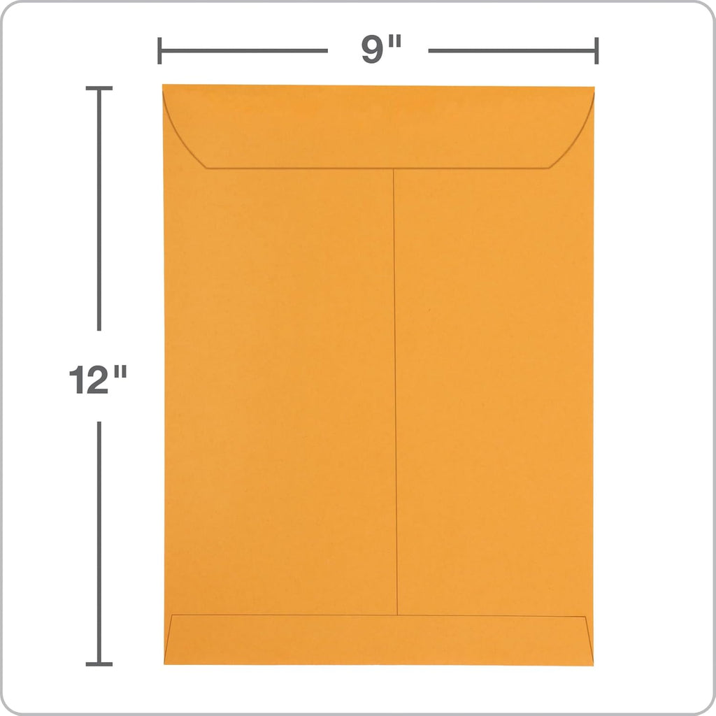 Columbian 9 x 12 Catalog Envelopes with Self Seal Closure, 28 lb Brown Kraft, for Mailing Flat Letter Size Documents or Photos, 100 Per Box (COLO341)