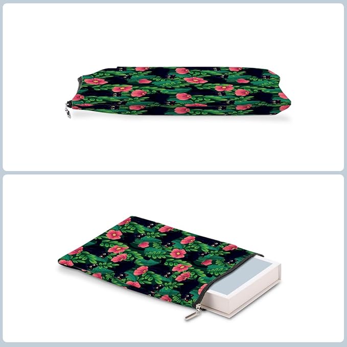 Pink Floral Pattern Book Lovers Gifts Waterproof Book Sleeve Book Pouch Book Protector with Zipper and Front Pocket BookCover Case for Women Girl Friend Sister Book Accessories Book Club Gifts