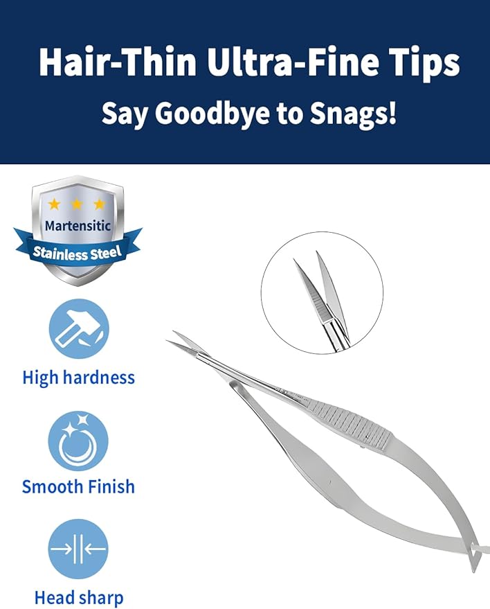 VANNAS Micro Spring Scissors - Curved/Fan-Shaped/Sharp Tip/8cm-S11037-08