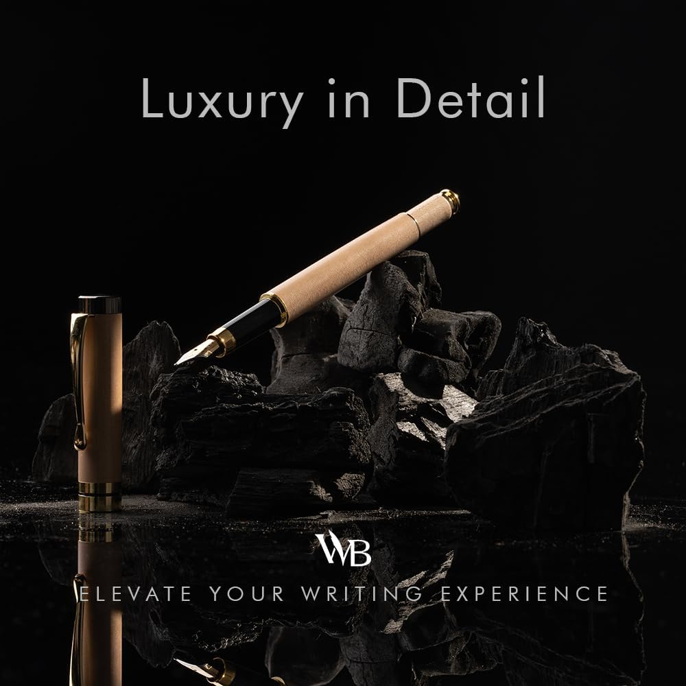 Wordsworth & Black Fountain Pen Set, Luxury Bamboo Wood - Medium Nib, Gift Case; Includes 6 Ink Cartridges, Ink Refill Converter -Journaling, Calligraphy; Drawing, Smooth Writing [Maple Wood]