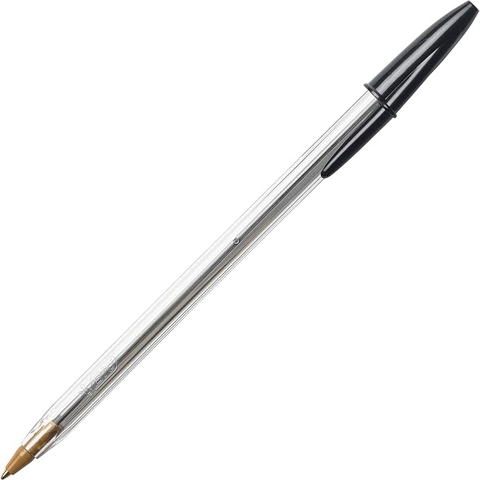 BIC Cristal Xtra Smooth Black Ballpoint Pens, Reliable Medium Point (1.0mm), 12-Count Pack