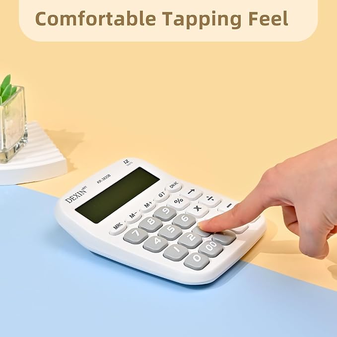 2Pack Cute Calculators Desktop, 12 Digit Basic Calculator with Big Buttons, Aesthetic Desk Accessories Large LCD for Office School Supplies (Black & White)