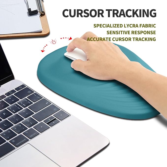 Hokafenle Ergonomic Mouse Pad Wrist Support, Terraced Slope Carpal Tunnel Wrist Pad for Mouse with Unibody Memory Foam, Wrist Rest Pain Relief Mousepad (Turquoise, 11.8x7.9 in)