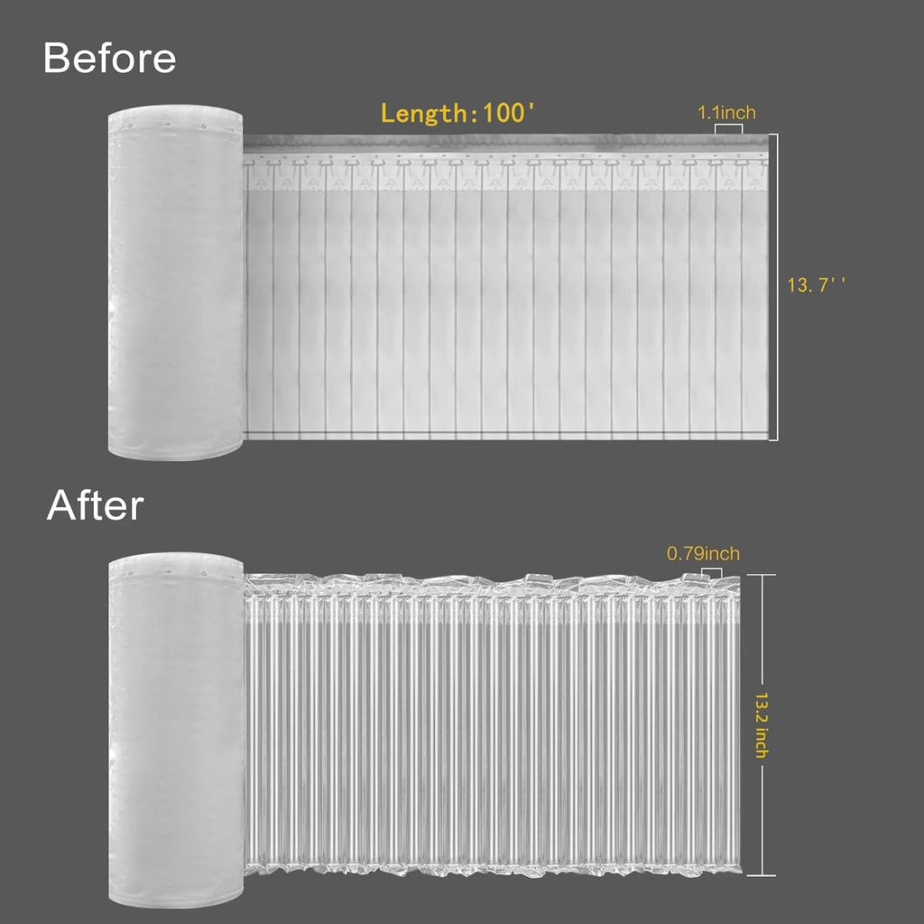 Large Bubble Cushioning Wrap for Packing 13.7inch*100feet, Inflatable Air Pillows for Shipping & Heavy Duty Moving Supplies Reusable Recyclable Packing Material for Fragile Items