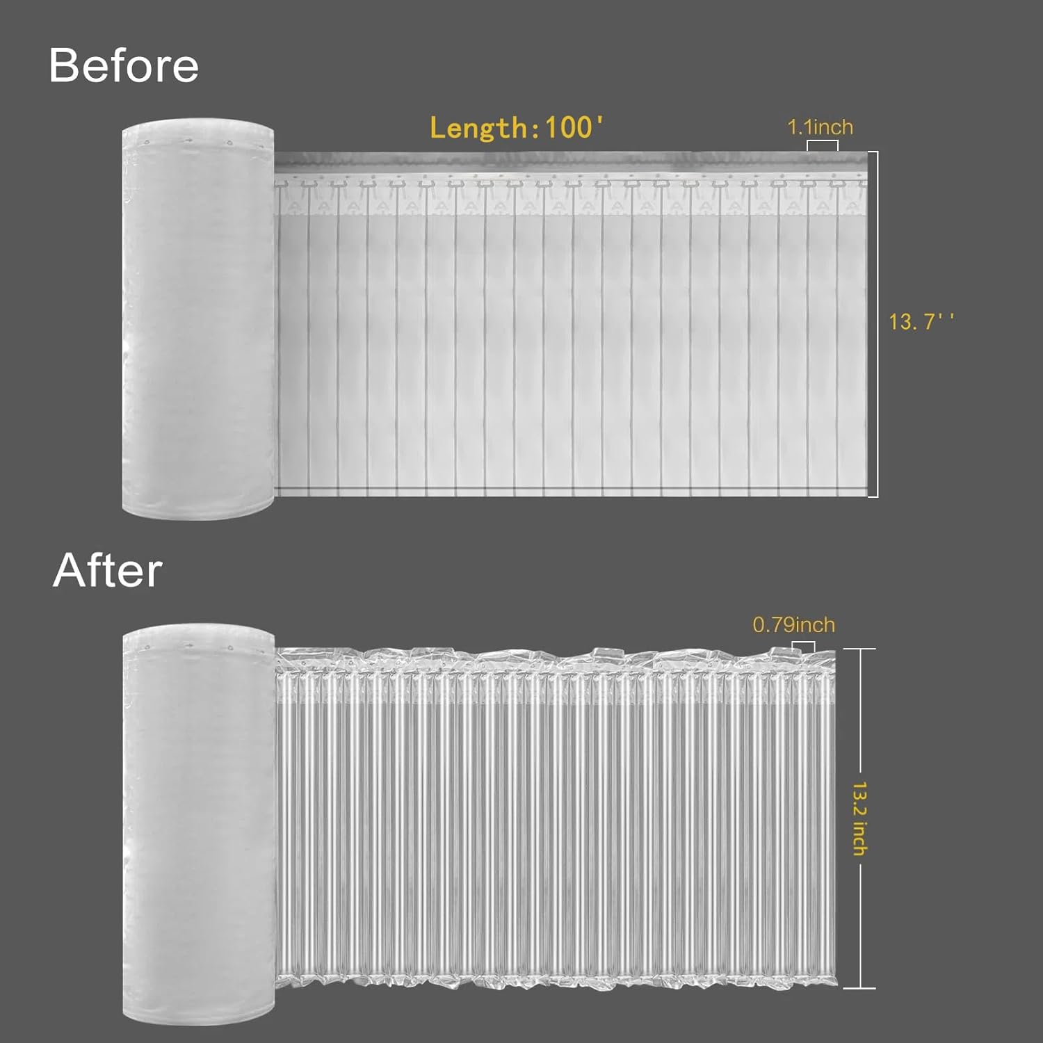 Large Bubble Cushioning Wrap for Packing 13.7inch*100feet, Inflatable Air Pillows for Shipping & Heavy Duty Moving Supplies Reusable Recyclable Packing Material for Fragile Items