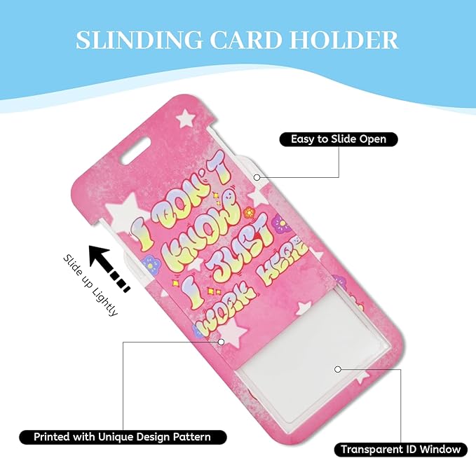 Lanyards for Id Badges, Cute Funny Badge Holder with Retractable Reel Clip, Work Name Tags Keychain Lanyard ID Card Protector Cover Case for Women Teacher Nurse Nursing Doctor Office