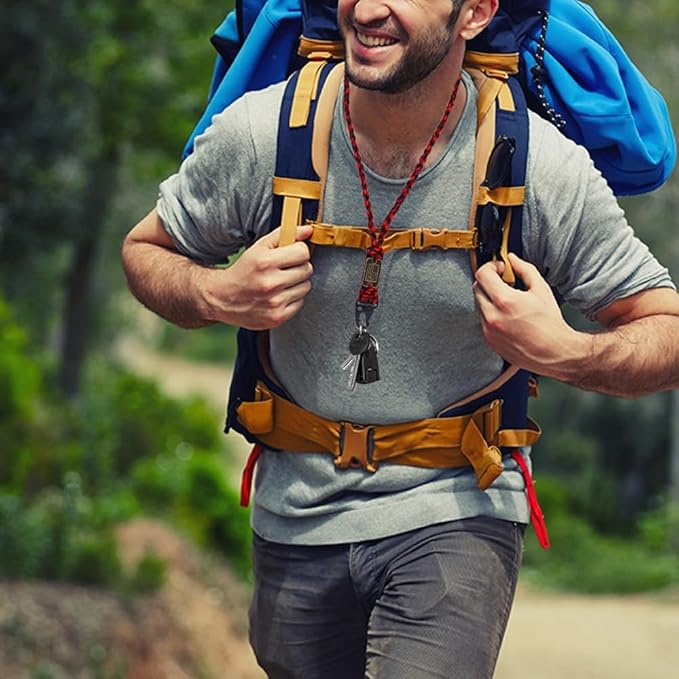 Heavy Duty Braided Paracord Lanyard Keychain with USA Flag, Parachute Rope Necklace Keychains, Braided Strong Lanyard with Metal HK Clip Key Ring for Outdoor Activities, Camera, Traveling