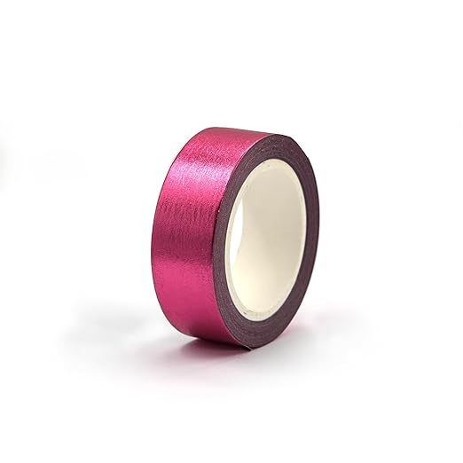 Hot Pink foil washi Tape for Wall Decorative Crafts Washy-Tape Mirror Tape Strips for Wall Decor Duct Tape Metallic washi Tape Self Adhesive Masking Tape 0.59in x33FT (Hot Pink)