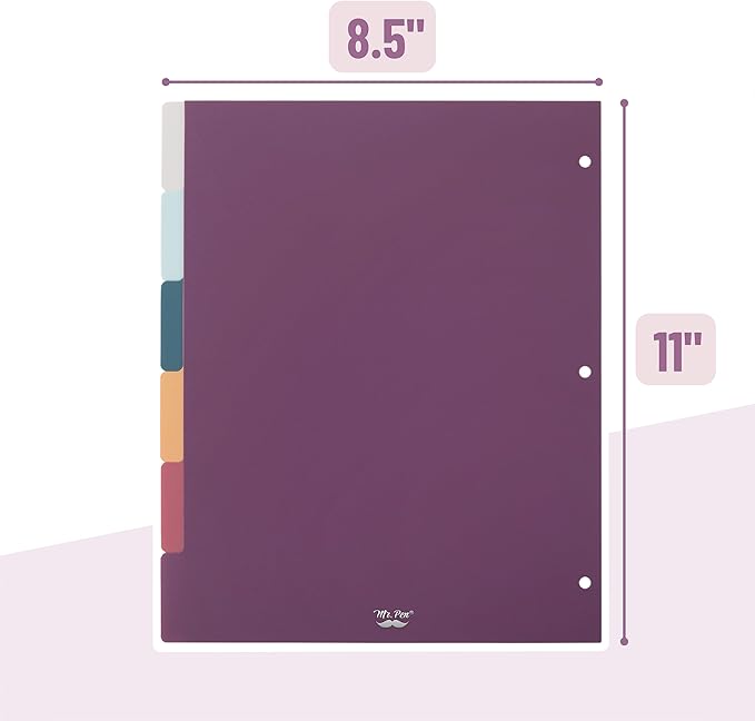 Mr. Pen- Binder Dividers, 6 Tab Dividers, Pack of 2 Sets (12 Dividers Total), Dividers, Plastic Dividers for 3 Ring Binder, Binder Dividers with Tabs, Binder Tabs, 3 Ring Binder Dividers