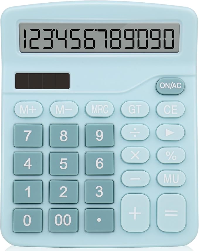 Office Desk Calculator,Cute Caculator with Dual Power Source,Basic Calculators Desktop with 12 Digit Large LCD Display Big Buttons Simple Financial Calculator for Office Home School(Blue)