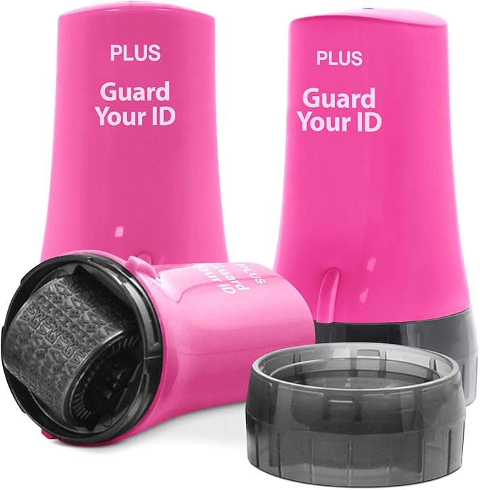 Guard Your ID Advanced 2.0 Rollers Identity Privacy Marker for Blocking Out Address, Private, Prescription Information (Regular 3-Pack, Pink)