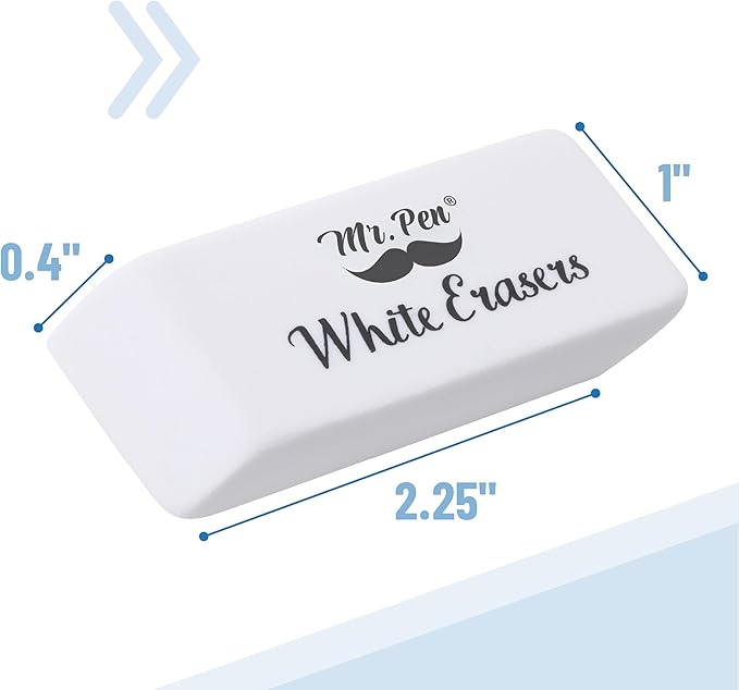 Mr. Pen- White Pencil Eraser, 100 Pack, Block Erasers for Pencils, Large Eraser, White Erasers Bulk