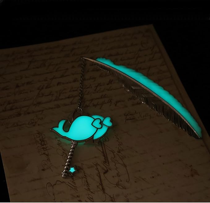 Zodiac Feather Bookmark Gifts for Women Men, Cool Metal Bookmark Glow in The Dark Pisces Bookmark, Luminous Star Sign Constellation Horoscope Bookmark Gifts