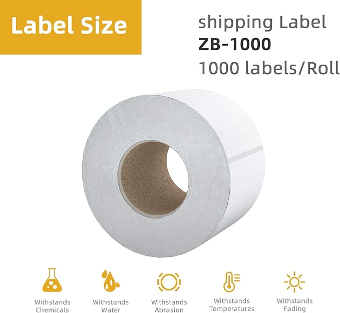 1 Roll 3" Core 4"x6" inch Direct Thermal Labels for Industrial Printers, No Ribbon Needed, Commercial Grade (1000 Labels/Roll, Total 1000 Labels)