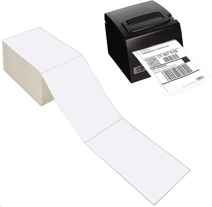 9527 Product Fanfold 4 x 6 Direct Thermal Labels White Perforated Shipping Labels,1000 Labels per Stack,4 Stacks Total 4000 Labels