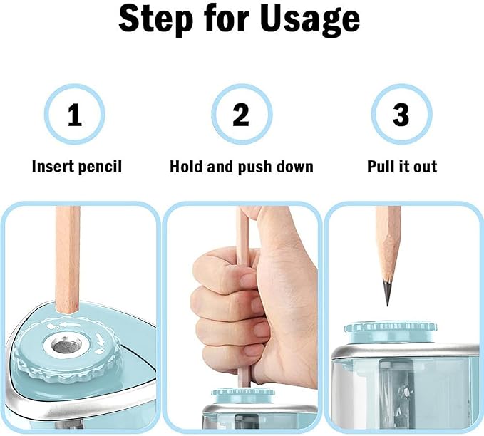 Pencil Sharpener Electric Pencil Sharpener for Kids, Blade to Fast Sharpen, Suitable for No.2/School/Classroom/Office/Home (Blue)
