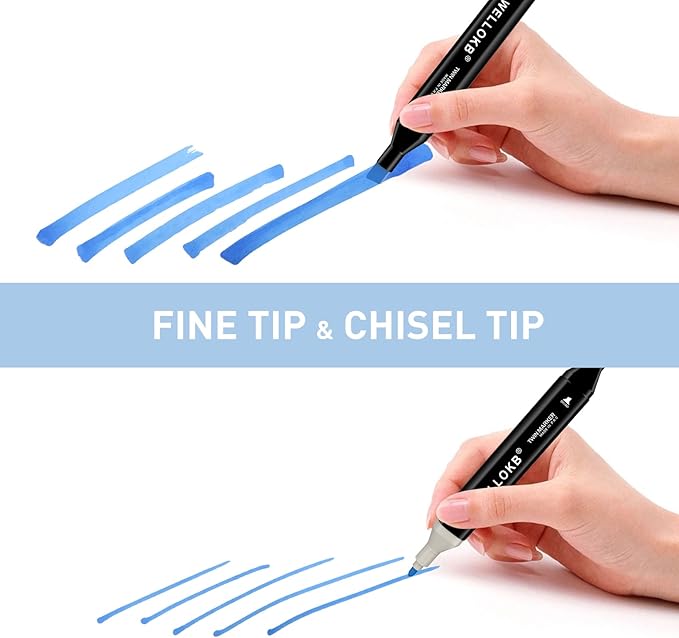 Alcohol Markers Set, 60 colors Alcohol Based Dual Tip, Broad and Brush Tip for Adult Coloring Books, Drawing, Sketching (60)