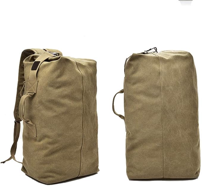 Military Duffel Bag Top Load Double Strap Canvas Backpack Army Travel