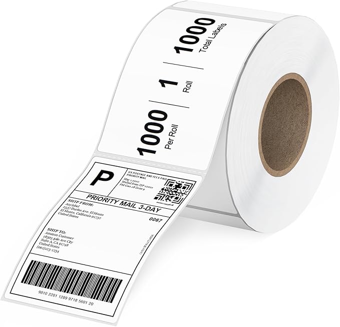 4"x 6" Multipurpose Direct Thermal Labels 3" Core Compatible for Zebra Industrial Printers Adhesive & Perforated (1 Roll, 1000 Labels/Roll)