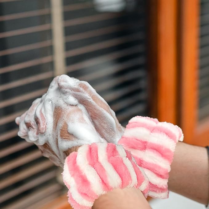 2 Pairs Wrist Washband for Women Washing Face, Wrist Spa Washband Absorbent Wristbands, Prevent Liquids from Spilling Down Your Arms