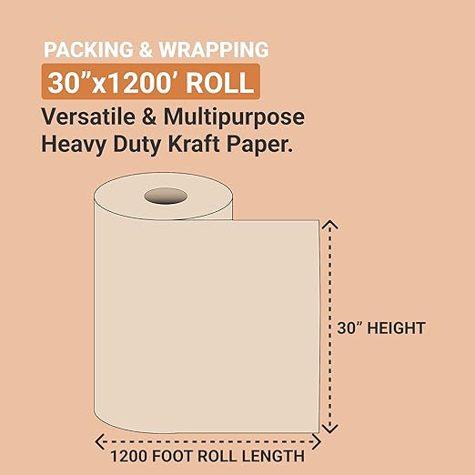 AVIDITI Shipping Paper Roll 30"L, 1-Pack | Large Kraft Paper Roll for Packing, Moving and Storage