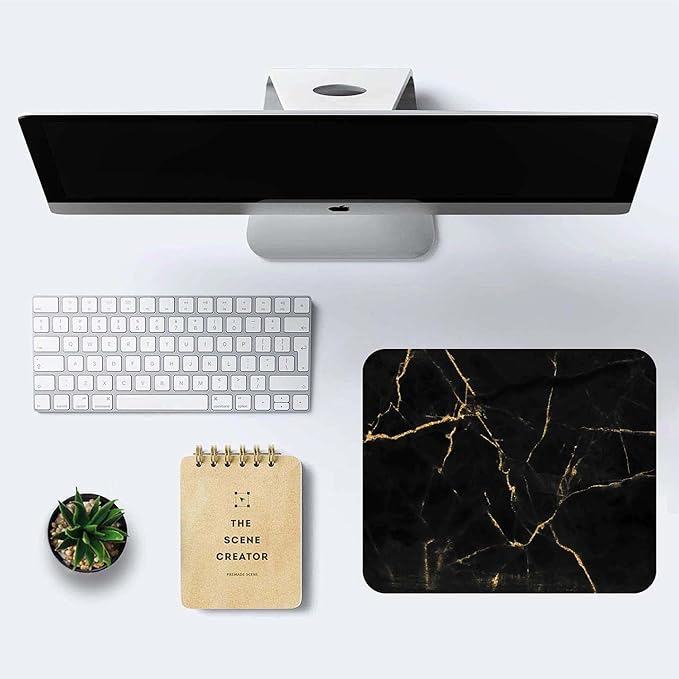 Mouse Pad,Black and Gold Marble Mouse Pad, Modern Marbling Mousepad, Custom Small Mouse Pads with Designs, Portable Office Non-Slip Rubber Base Wireless Mouse Pad for Laptop