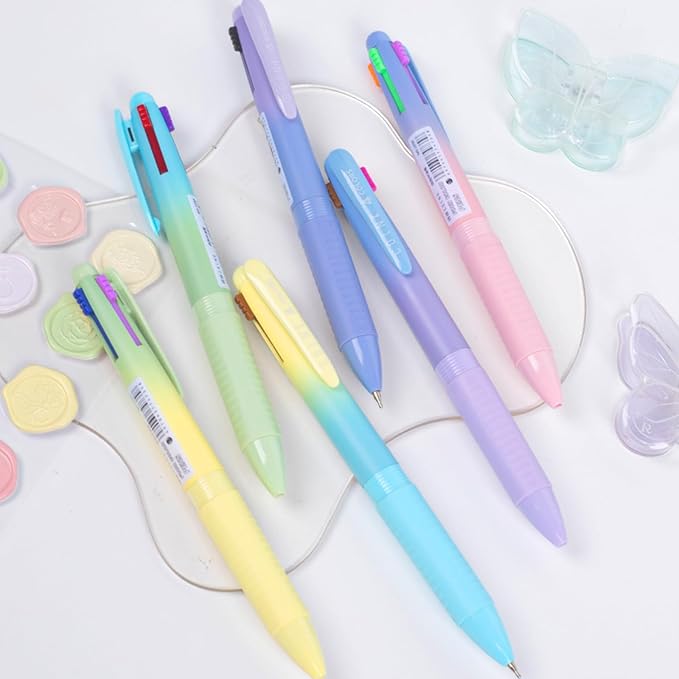 COLNK 4 Colors Ballpoint Pens in 1,Multicolor Ballpoint Pen Assorted Ink Colors,4-in-1 Colored Pens 0.7 Ballpoint for Journaling and Organizing,6 Counts-12 ink colors