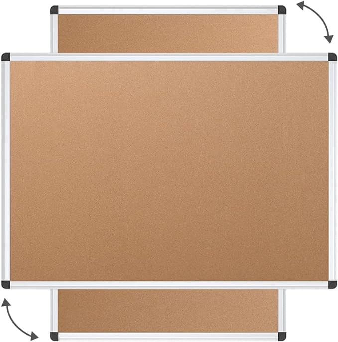 VIZ-PRO Cork Notice Board, 48 X 36 Inches, Pack of 2, Silver Aluminium Frame