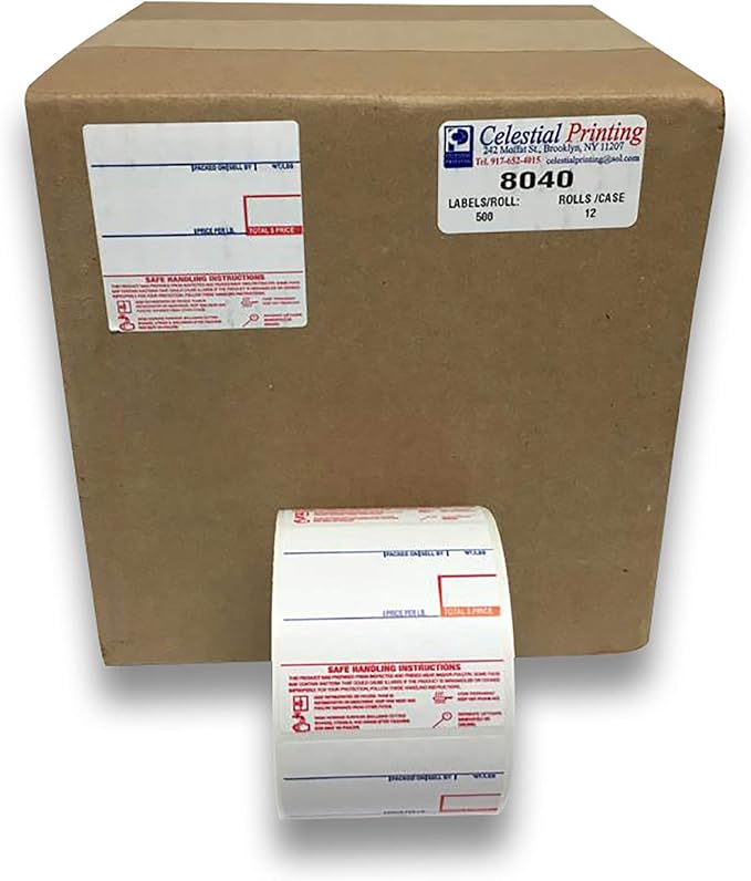 CAS LST-8040 Printing Scale Label, 58 x 60 mm, UPC/Safe, 12 Rolls per Case, CAS Scale Labels 8040, Guaranteed Quality, Try It!.