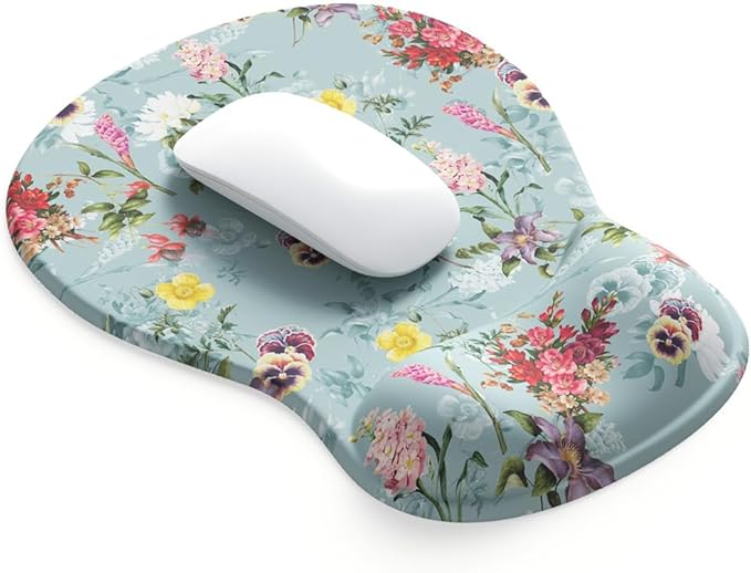ErgoComfort Gel Wrist Rest Mouse Pad-Ergonomic Office Mousepad with Wrist Support-Non-Slip, Design Desk Accessories Mat for Home&Game Decor (08Spring Bloom)
