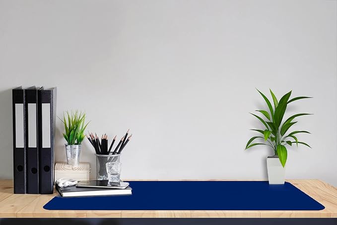 Boutilon Leather Desk Pad 30" x14",Non-Slip Mouse Pad,Office Desk Mat,Waterprooft PU Leather Desk Blotter,Desk Pad Protector,Desk Writing Pad for Home Office Decor (M-Navy)