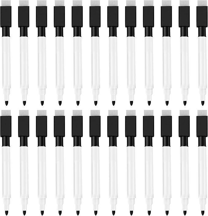 IHPUKIDI Magnetic Dry Erase Markers Fine Point Tip, 24-Pack Whiteboard Markers Dry Erase Marker with Eraser Cap, Low Odor Whiteboard Markers, Thin Dry Erase Markers for Kids Teachers