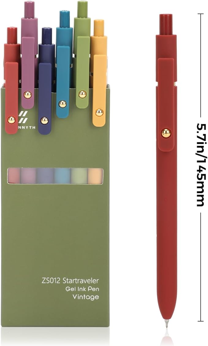 Ddaowanx Gel Pens, 12 Pcs 0.5mm Quick Dry Black Ink Pens Fine Point Smooth Writing Pens, Cute Office School Supplies Gifts for Women (12 Pcs Vintage-Black Ink)