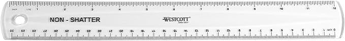 Westcott 13862 Flexible, Shatterproof Clear Ruler, 12 in