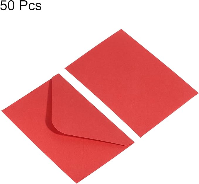PATIKIL Mini Envelopes, 50 Pack Gift Cards Business Cards Envelope for Invitation Graduation, Red