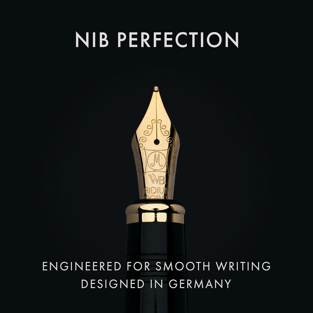 Wordsworth & Black Primori Fountain Pen Set [Red Gold]; Medium Nib, Gift Case, 24 Ink Cartridges, Refill Converter, Manual; Journaling, Calligraphy, Smooth Writing Pens; Left and Right Handed