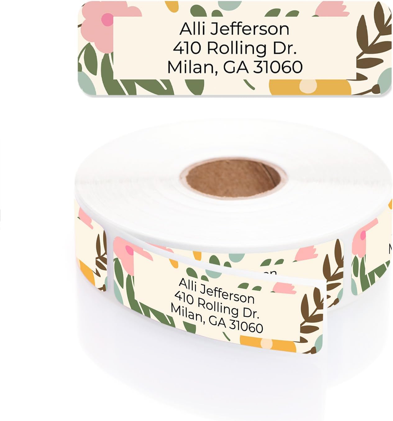 Pastel Floral Rolled Address Labels / 250 Personalized Return Address Labels/Designer Address Stickers in Elegant Plastic Dispenser