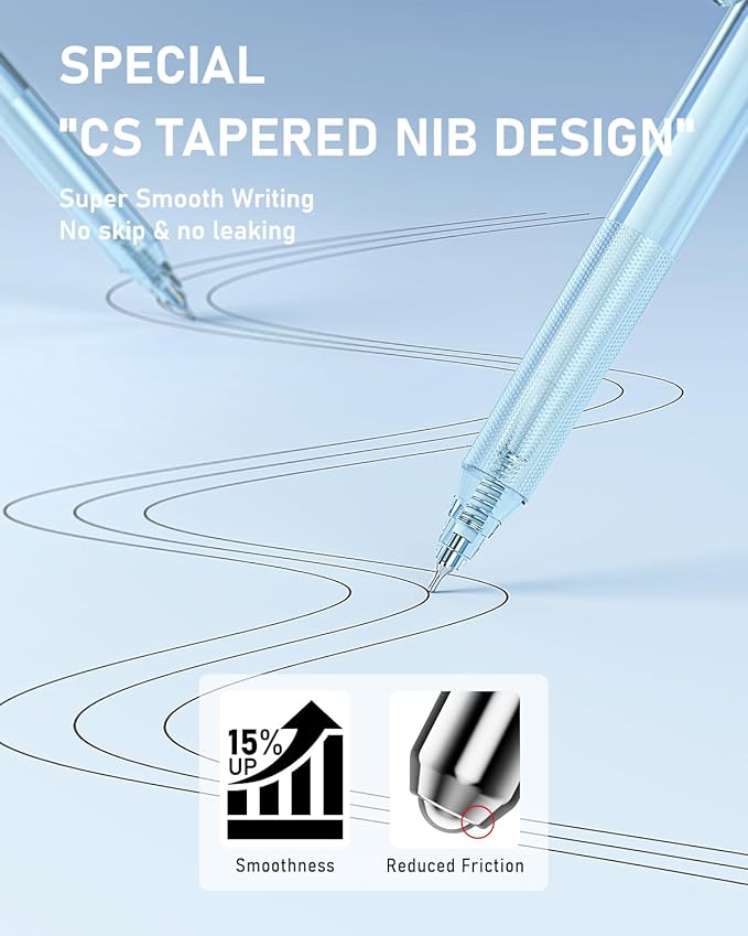 Four Candies 14Pack Pastel Gel Ink Pen Set,Cute Retractable 0.5mm Fine Point Pen,Note Taking Aesthetic Pens,12 Pack Black Ink Pens with 2Pack Highlighter, Smooth Writing Pens for School, Office (Blue)