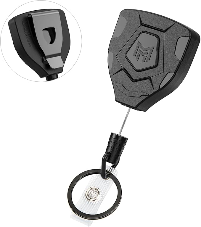 MNGARISTA Heavy Duty Retractable Keychain with Belt Clip, Retractable ID Badge Reel, Badge Holder with 31.5' Steel Cord and Key Ring, 9.0oz