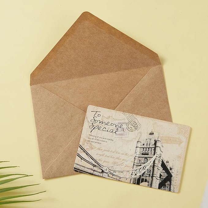 50 Pack A6 Envelopes for 4 x 6 Greeting Cards, Birthday Party, Photos, Baby Shower and Wedding Invitation Cards, 6 1/2 x 4 3/4 Inches (Brown)