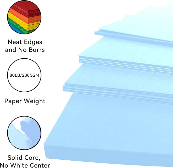 25Sheets Light Blue Cardstock Paper, 8.5 x 11 Card stock for Cricut, Thick Construction Paper for Card Making, Scrapbooking, Craft 90 lb / 250 gsm(Light Blue)…
