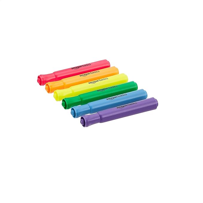 Amazon Basics Highlighters 12 Pack, Assorted Colors, Chisel Tip, Office and School Supplies