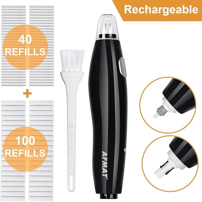 Electric Eraser for Artists, AFMAT Rechargeable Electric Eraser Kit,140 Refills for Drafting, Electric Pencil Eraser - Battery Operated for Drawing Pencils, Crafts, Arts